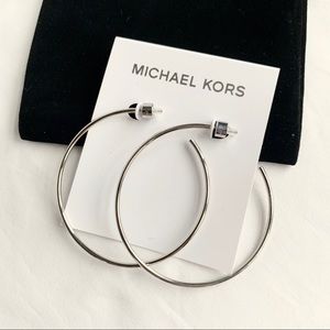 Michael Kors Jewelry - NWT authentic MK Silver tone large hoop earrings Michael Kors Jewelry - NWT authentic MK Silver tone large hoop earrings